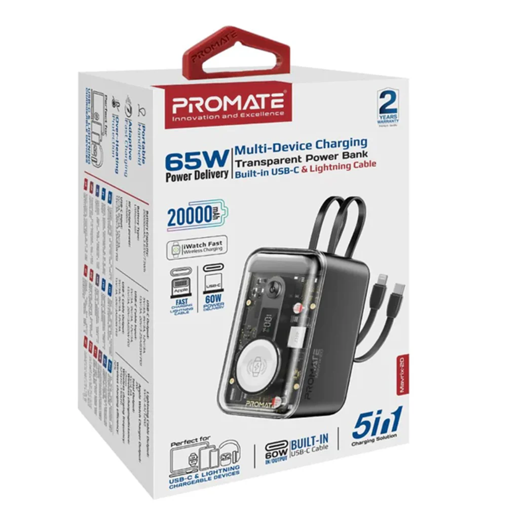 Promate 65W Multi-Device Charging Transparent Power Bank - Image 12