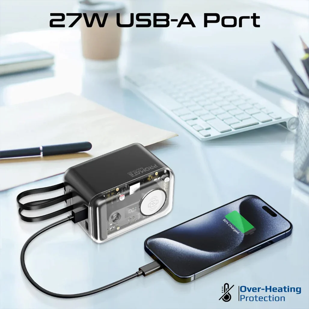 Promate 65W Multi-Device Charging Transparent Power Bank - Image 6