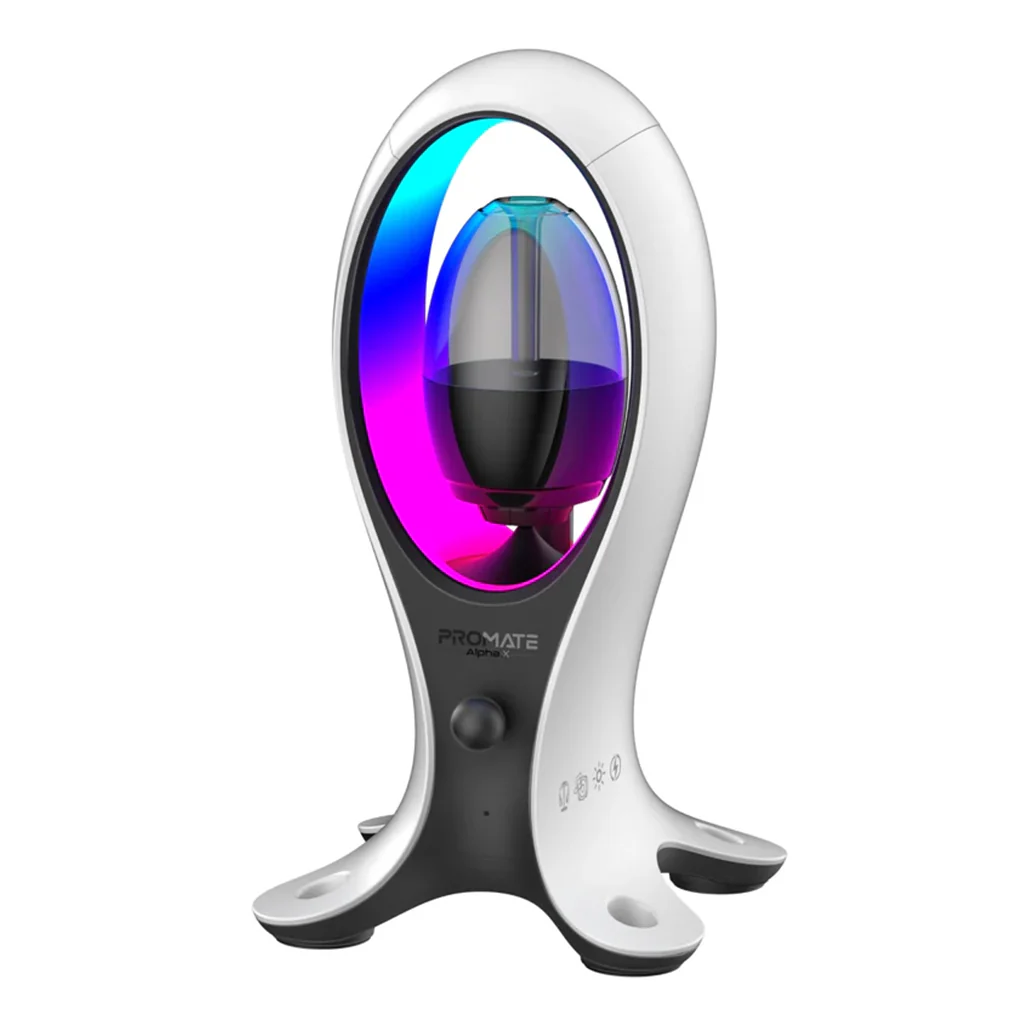 Promate Alpha-X - High-Fidelity TWS RGB Speaker with Headphone Stand & USB Hub