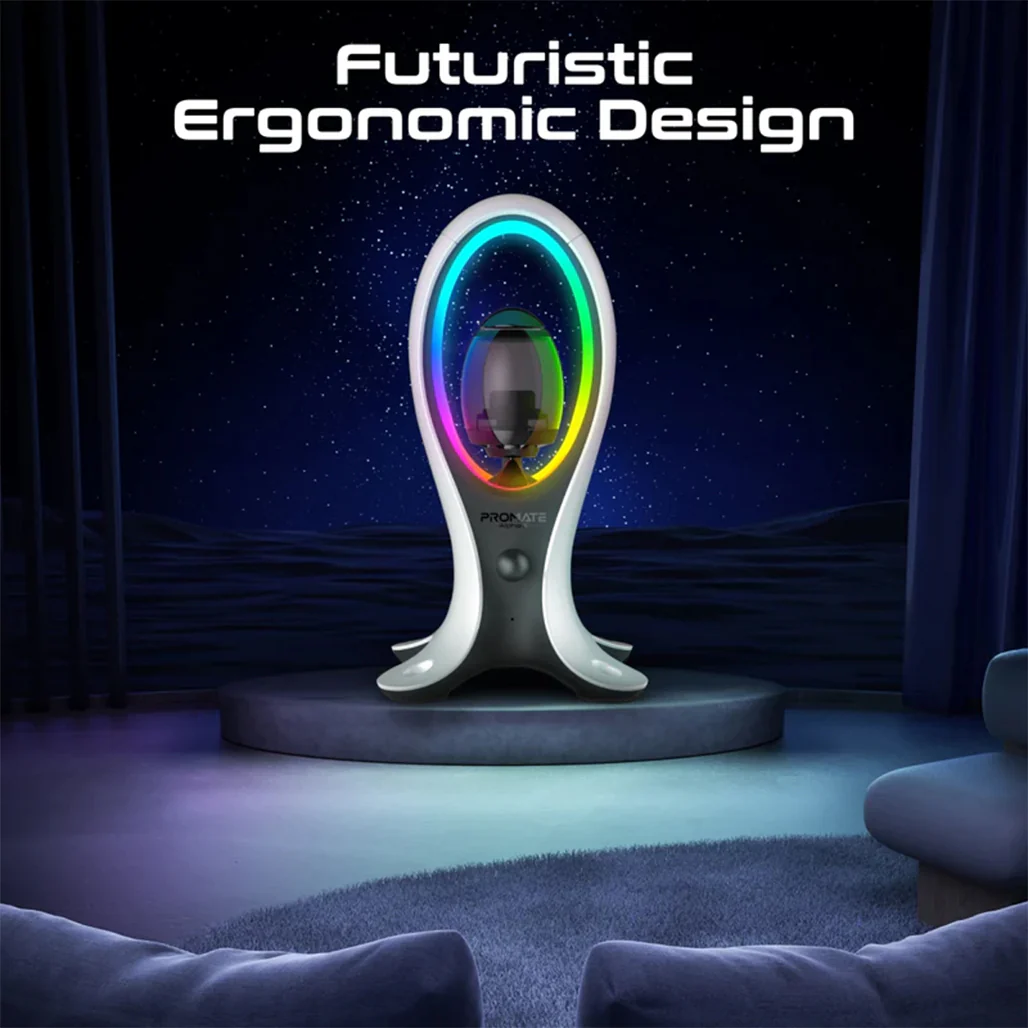 Promate Alpha-X - High-Fidelity TWS RGB Speaker with Headphone Stand & USB Hub - Image 3