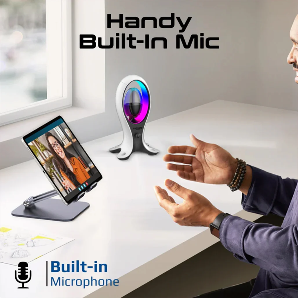Promate Alpha-X - High-Fidelity TWS RGB Speaker with Headphone Stand & USB Hub - Image 5