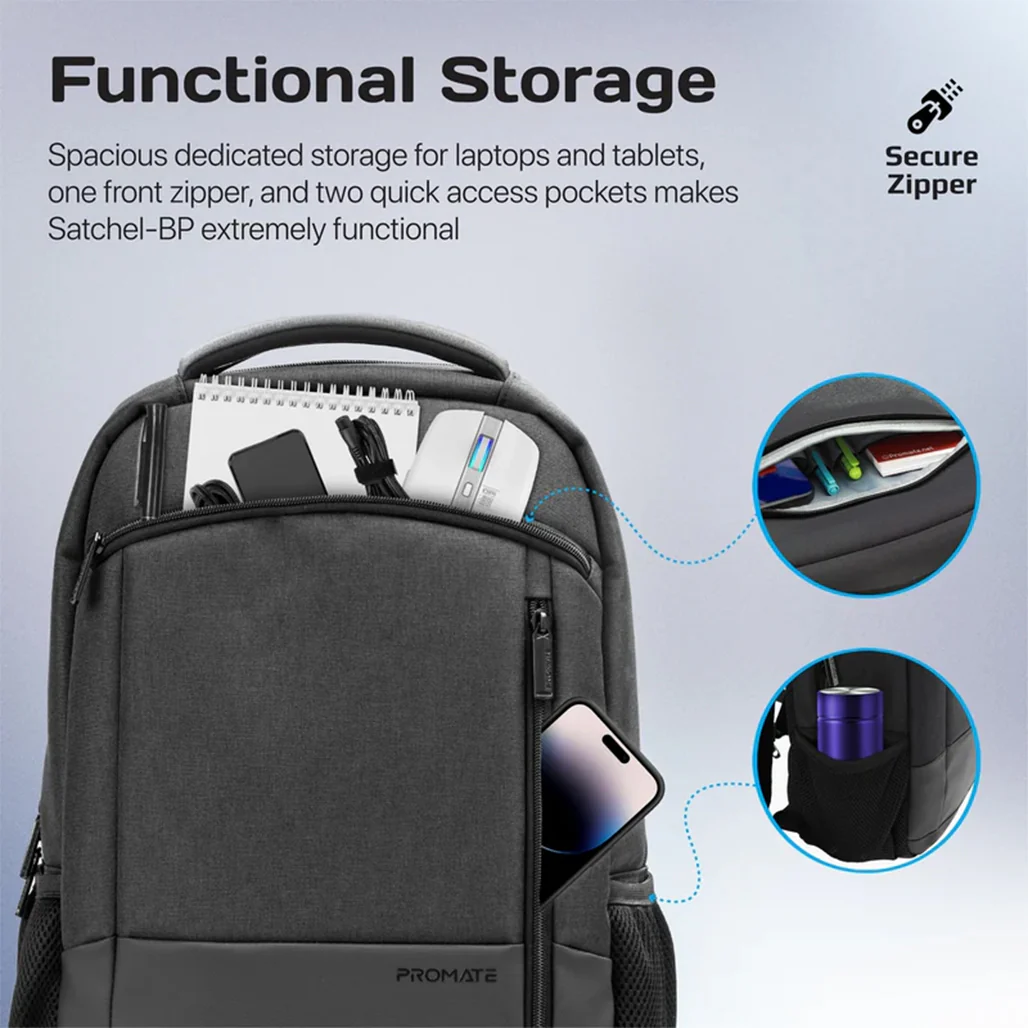 Promate Birger 15.6" ComfortStyle™ Laptop Backpack - Image 10
