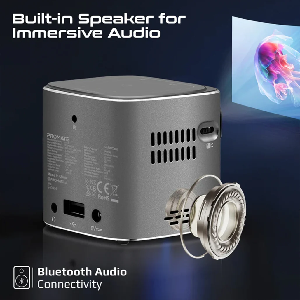 Promate CubeCast – Ultra-Mini Wireless DLP Projector with 1080P Support & Touch Controls - Image 8