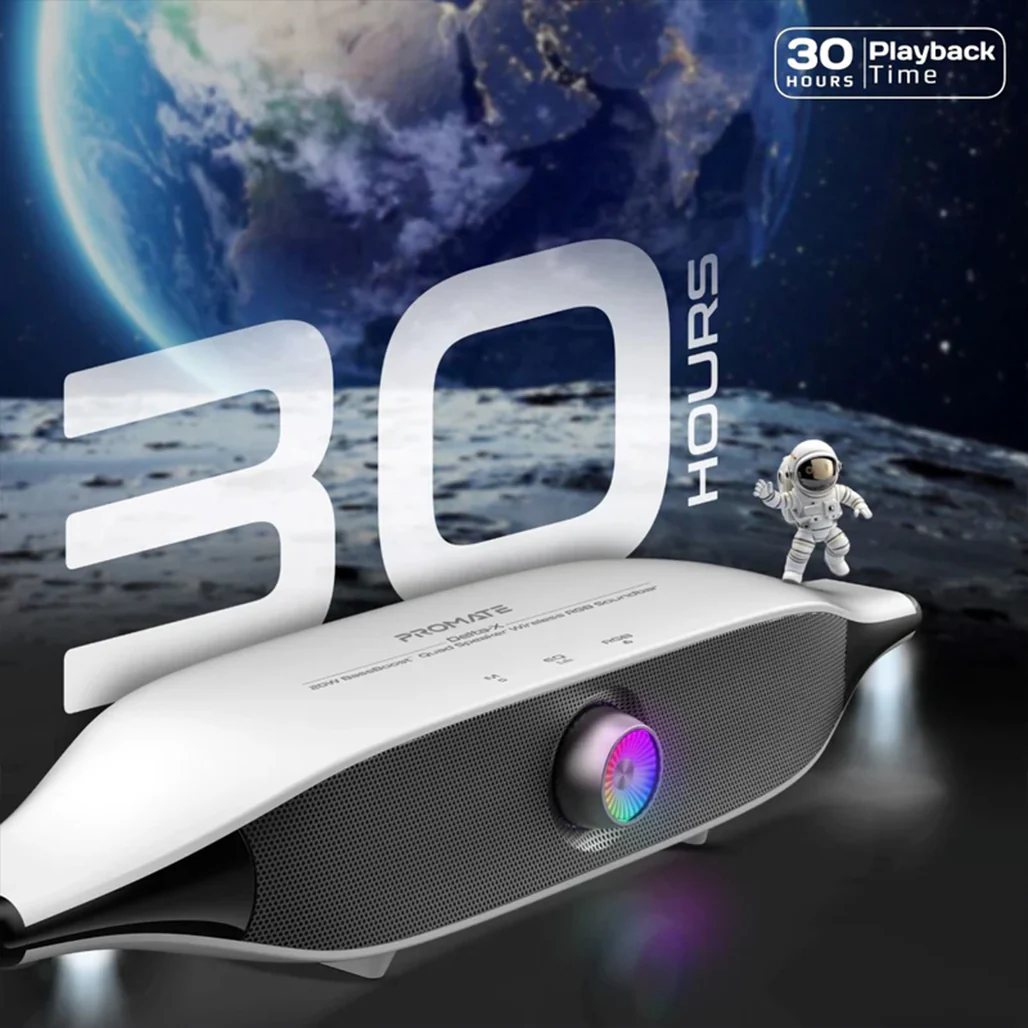 Promate Delta-X - 20W BassBoost™ Quad Speaker Wireless RGB Soundbar - Image 7