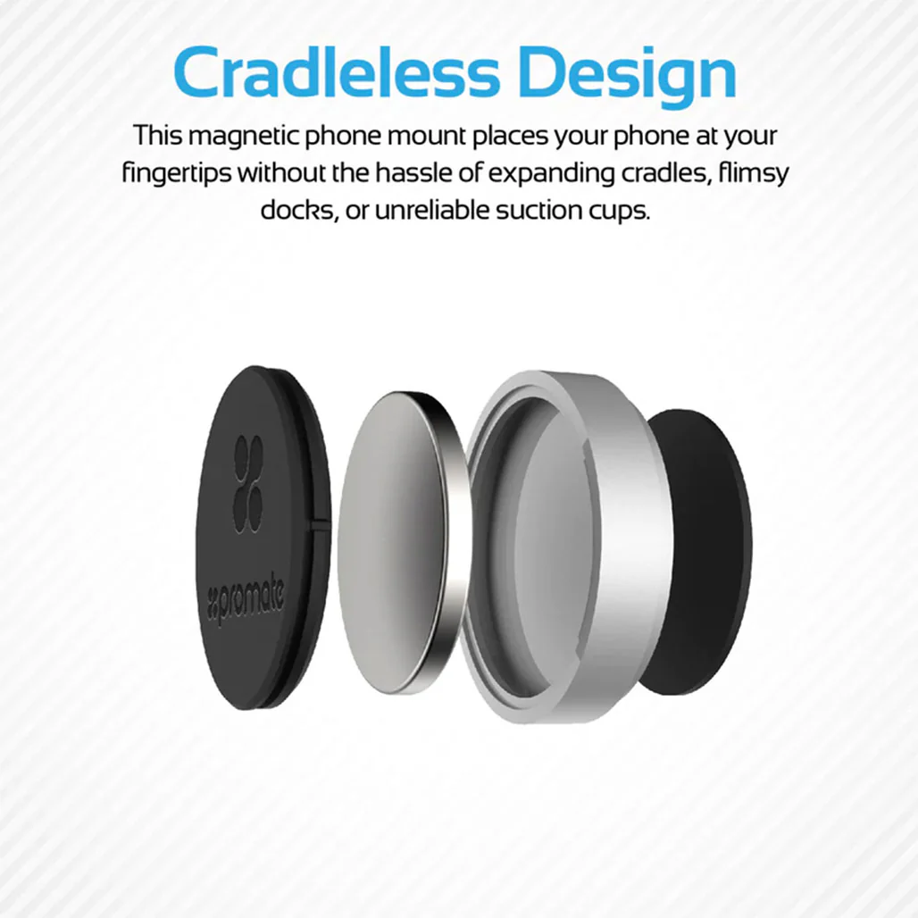 Promate MagMini Magnetic Phone Mount with Quick-Snap Technology – Cradleless Dashboard Mount for Smartphones and Tablets - Image 2