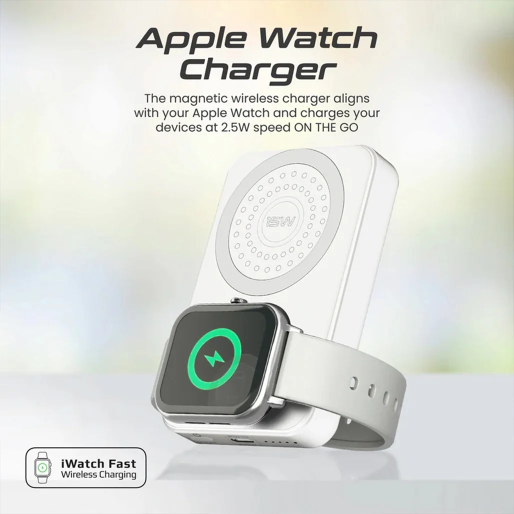 Promate PowerMag-Trio - SuperCharge MagSafe Compatible & Apple Watch Wireless Charging Power Bank - Image 6