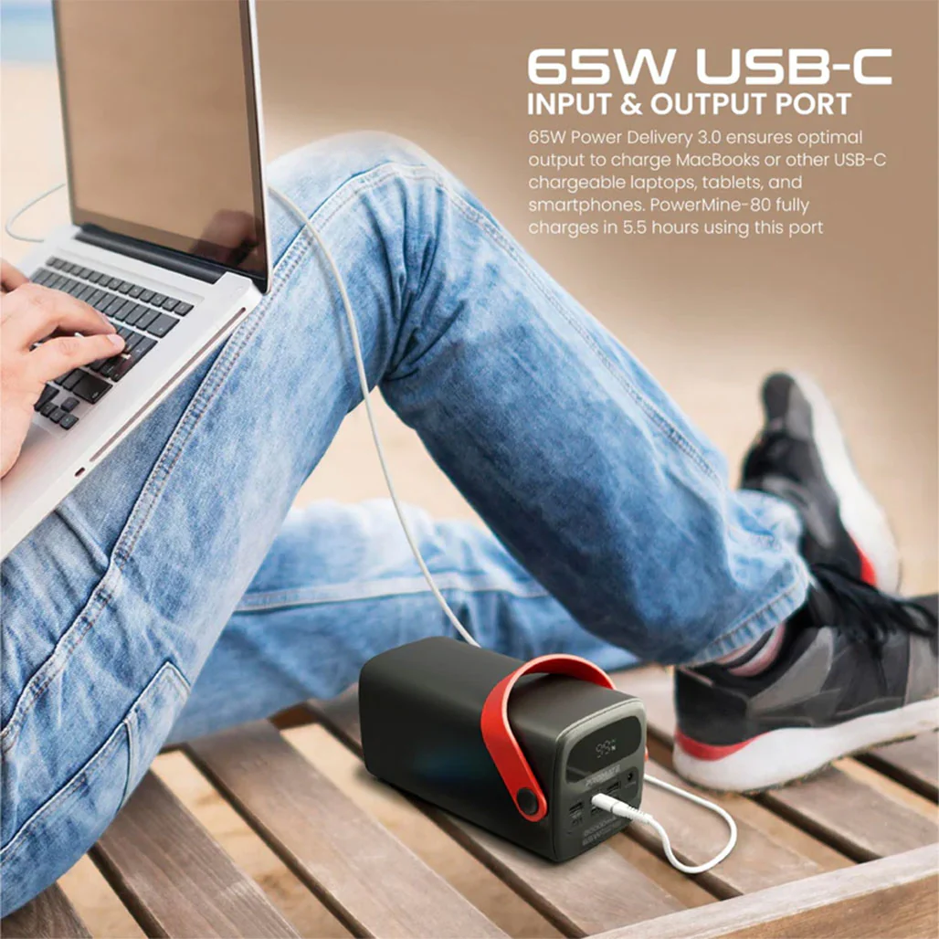 Promate PowerMine-80 - 80000mAh High-Capacity 65W Fast-Charging Power Pack with LED Light - Image 10