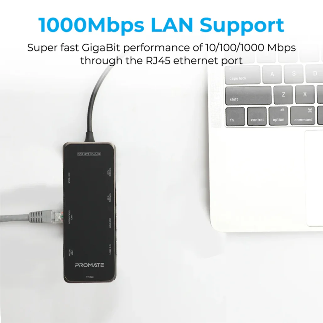 Promate PrimeHub-Go | 9-in-1 Multiport USB-C Hub with 100W Power Delivery, 4K HDMI, Ethernet, and More - Image 6