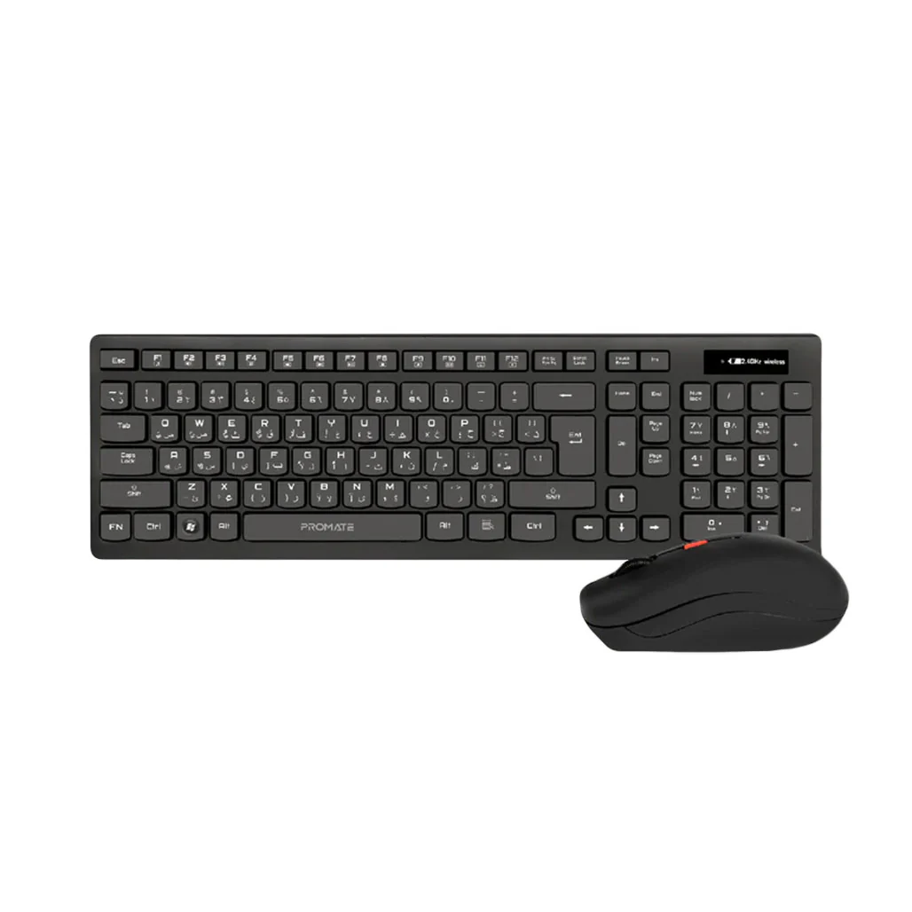 Promate ProCombo-12 - Sleek Full-Size Wireless Keyboard and Ambidextrous Mouse Set