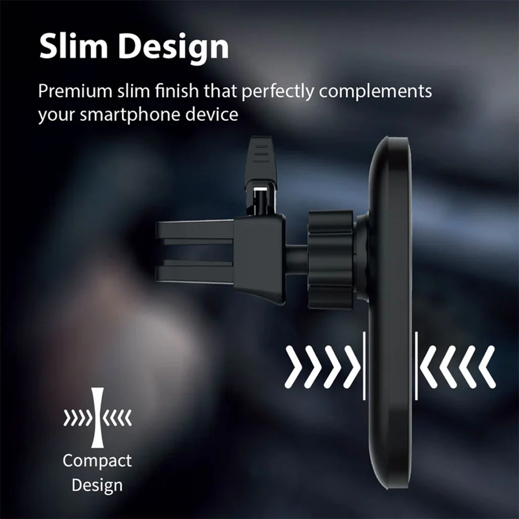 Promate VentMag-15W Magnetic Wireless Charging Car Mount | 15W Fast Charging, MagSafe Compatible, No-Arm Design - Image 3