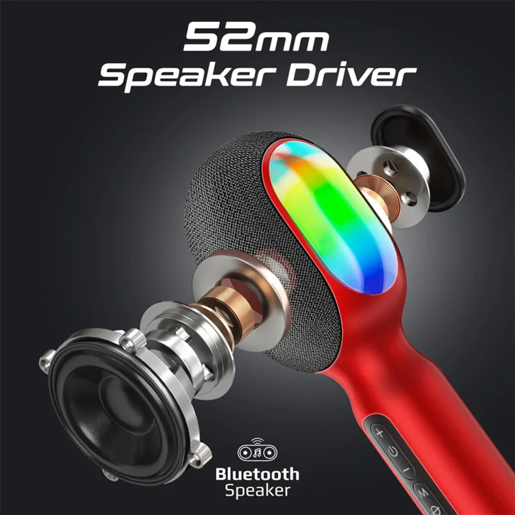 Promate VocalMic 5-in-1 Wireless Karaoke Microphone & Speaker - Red - Image 5