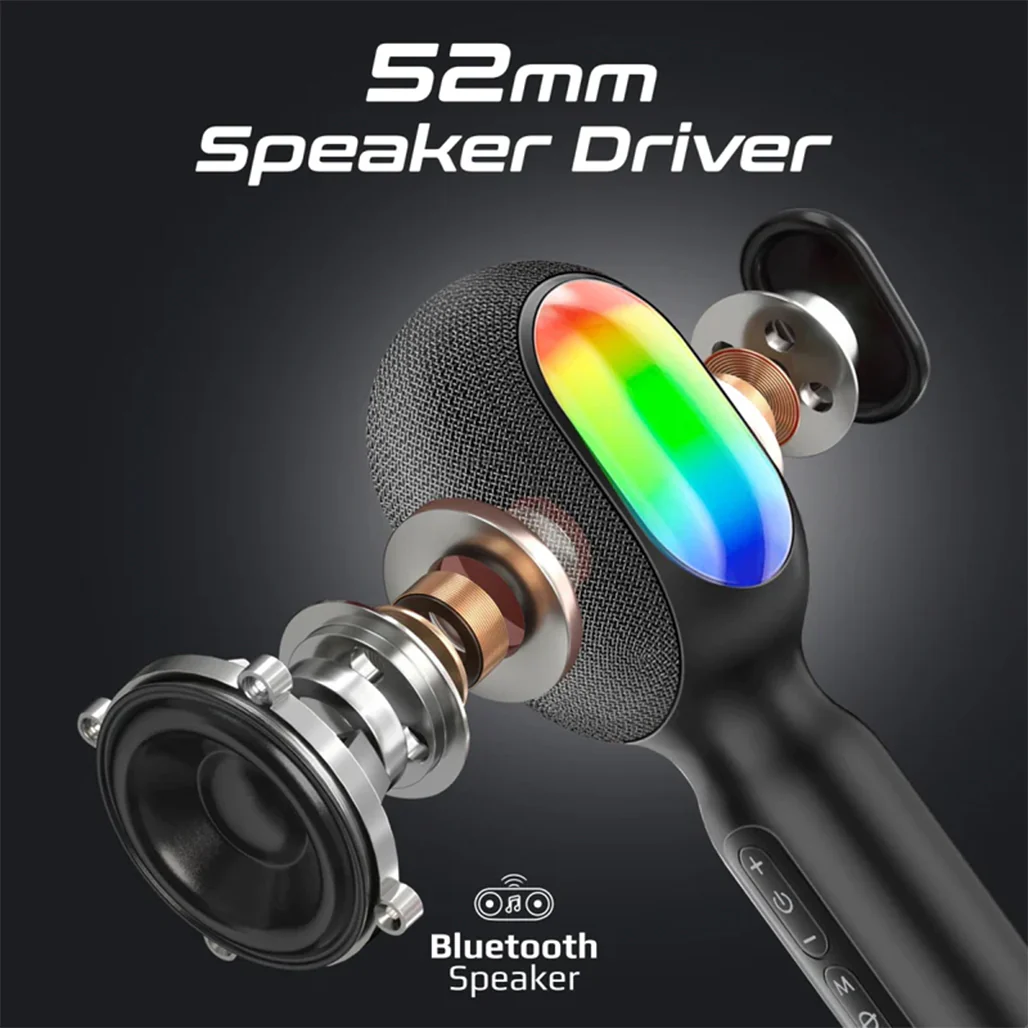Promate VocalMic 5-in-1 Wireless Karaoke Microphone & Speaker -Black - Image 4