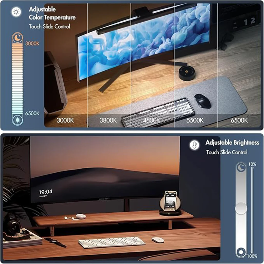 Quntis Curved Monitor Light Bar with Remote Control – 42.5cm LED Eye Care Screen Lamp, Auto Dimming, Anti-Blue Light, Stepless Hue Adjustment, RA95+ for Office & Home - Image 3