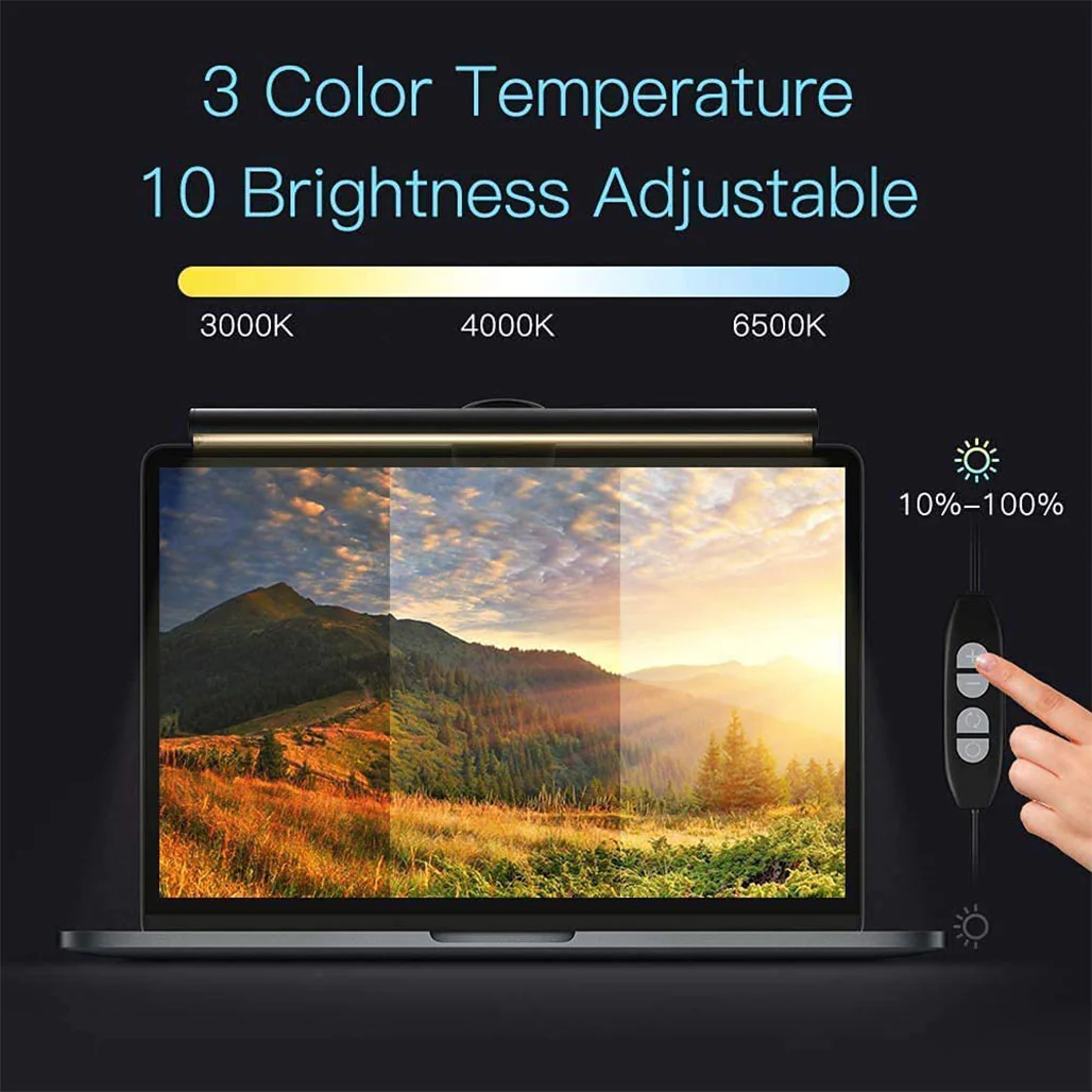 Quntis LED Screen Lamp for Laptops – Anti-Glare, Flicker-Free, USB-Powered Monitor Light with Adjustable Brightness and Color Modes - Image 2