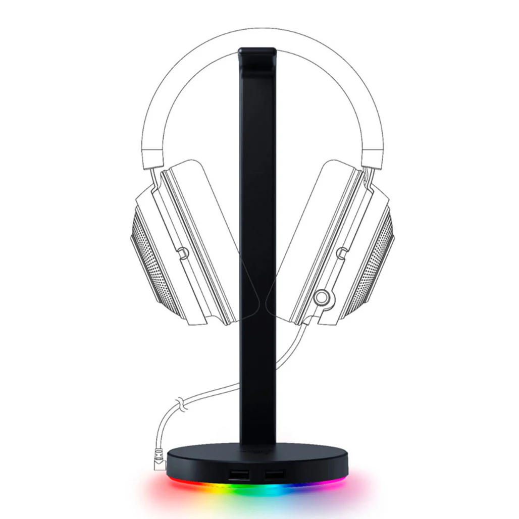 Razer Base Station V2 Chroma - Black Headset Stand with USB Hub, 7.1 Surround Sound, and Razer Chroma™ RGB - Image 3