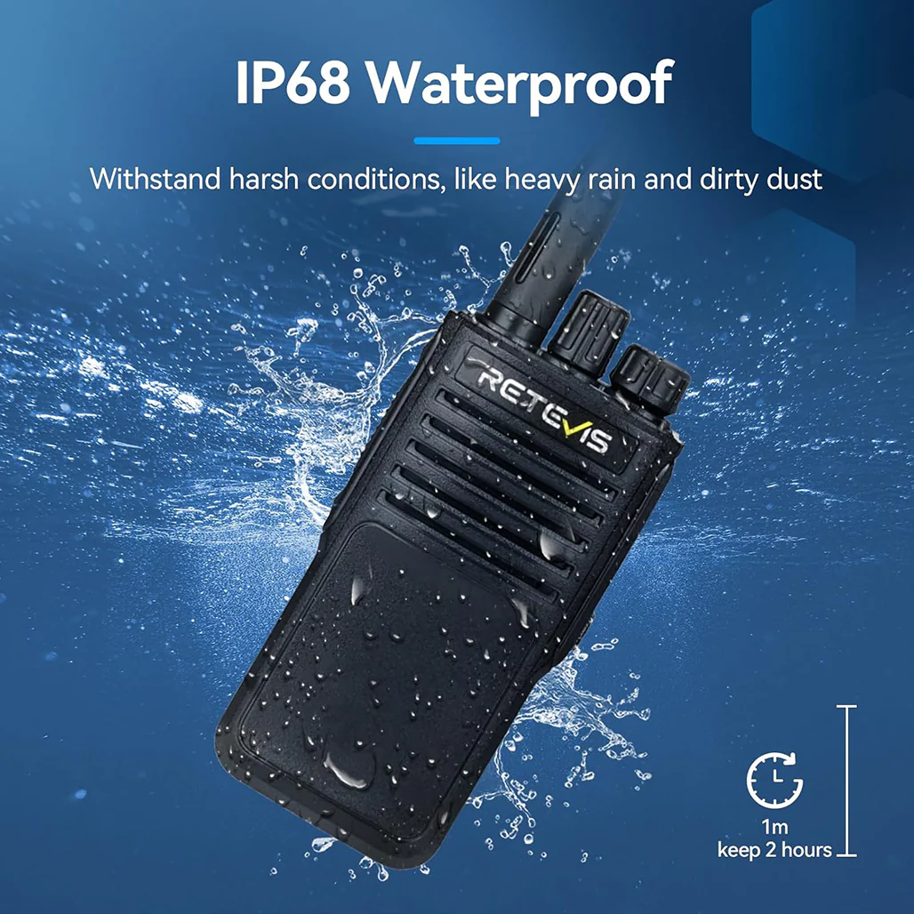 Retevis P62 Walkie Talkie - Long Range IP68 Waterproof Dual Band Radio - Image 3