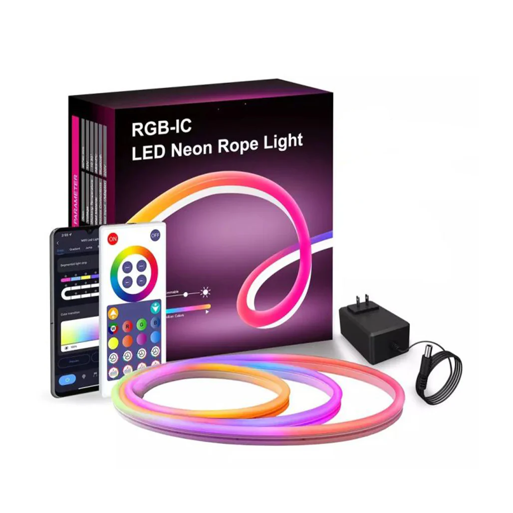 RGB-IC LED Neon Rope Light – Smart Color Changing Strip with Voice & App Control for Home Decor
