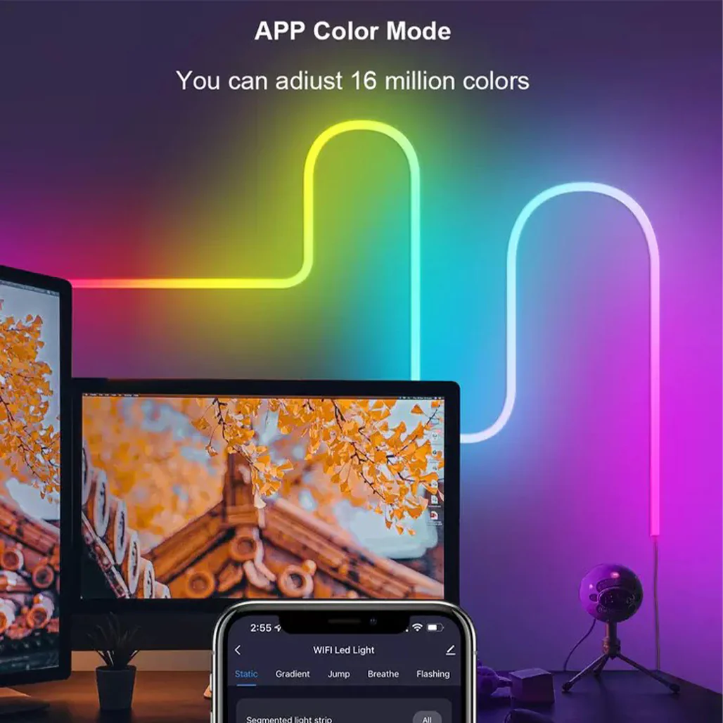 RGB-IC LED Neon Rope Light – Smart Color Changing Strip with Voice & App Control for Home Decor - Image 4