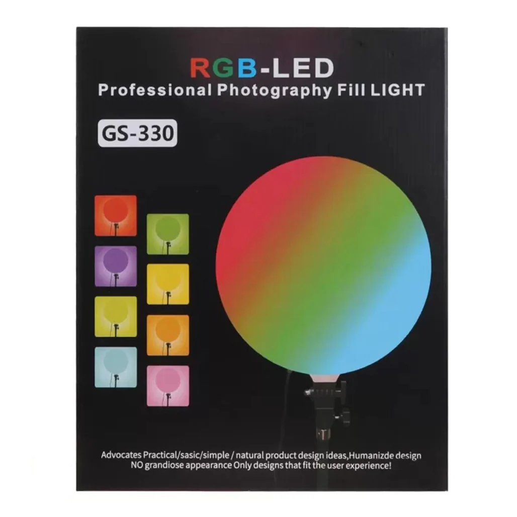 RGB LED Lamp GS-330 – 13-Inch Round Panel Light for Photography and Video with Adjustable Color and Brightness - Image 4