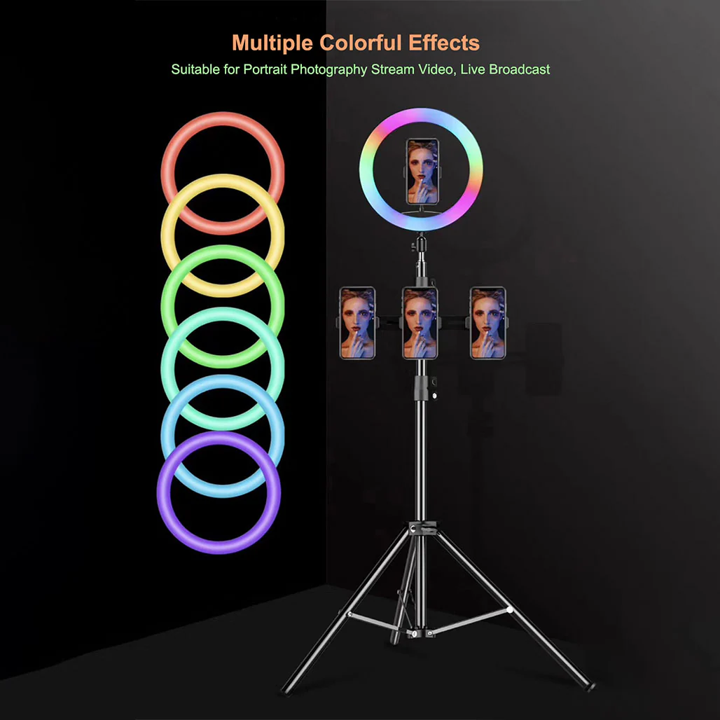 RGB LED Ring Light with Phone Clip – Adjustable Brightness and Color for Photography, Video, and Live Streaming - Image 4