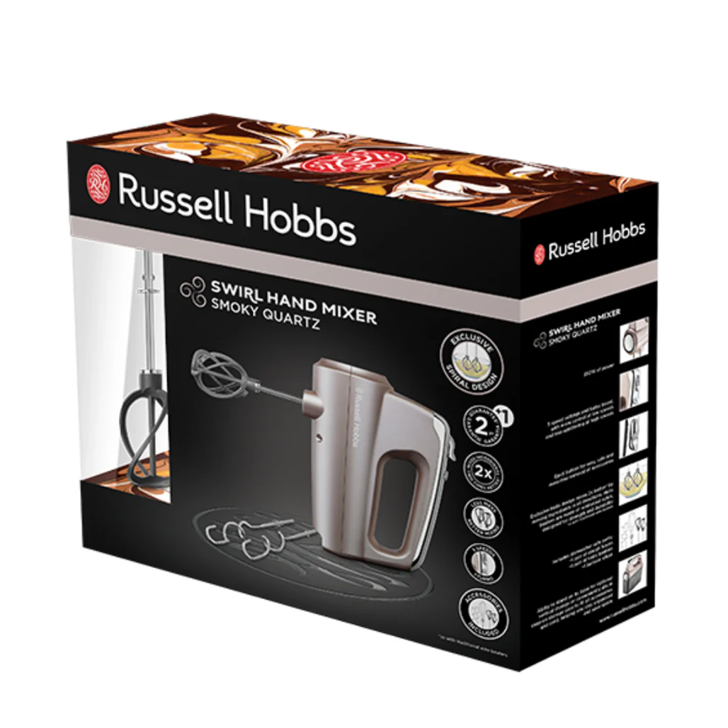 Russell Hobbs Swirl Hand Mixer Smoky Quartz – 350W Helix Beater - Image 3