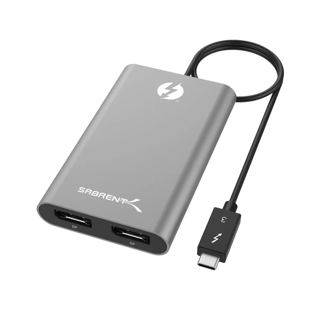 Sabrent Thunderbolt 3 to Dual DisplayPort Adapter – Supports Dual 4K 60Hz Monitors for MacBook Pro & iMac