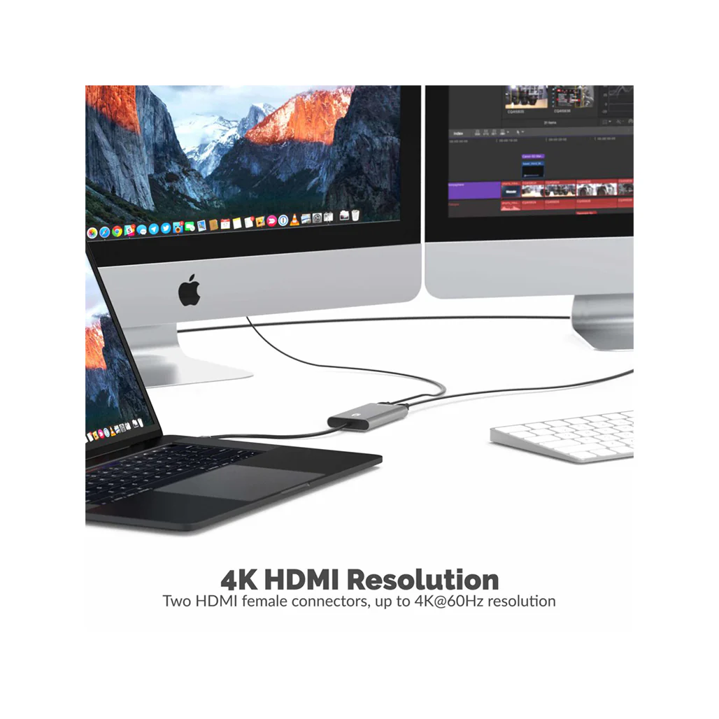 Sabrent Thunderbolt 3 to Dual DisplayPort Adapter – Supports Dual 4K 60Hz Monitors for MacBook Pro & iMac - Image 3