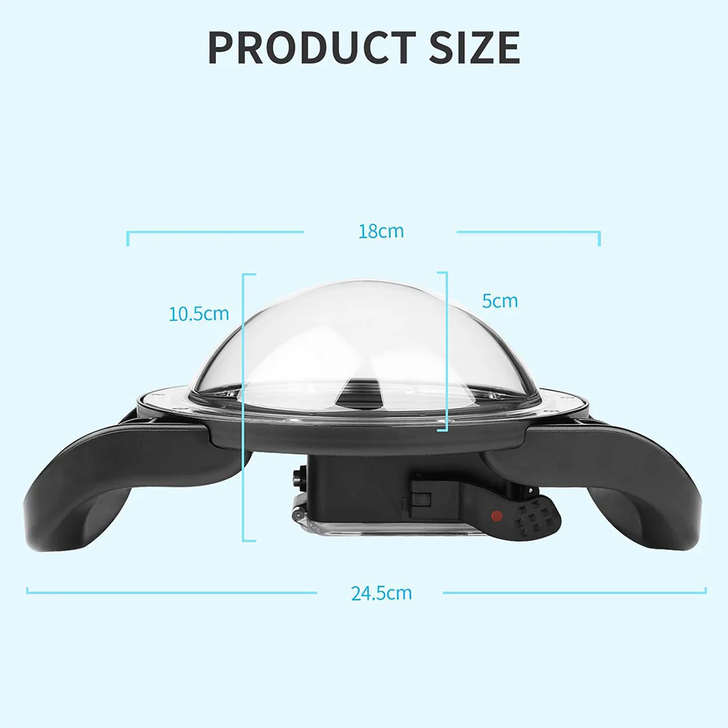 SHOOT Dome Port for GoPro Hero 13/12/11/10/9 Black – Waterproof Over Under Dome Housing with Dual Handle Stabilizer, Anti-Scratch Acrylic Lens, and Floating Grip for Underwater Photography & Video - Image 3