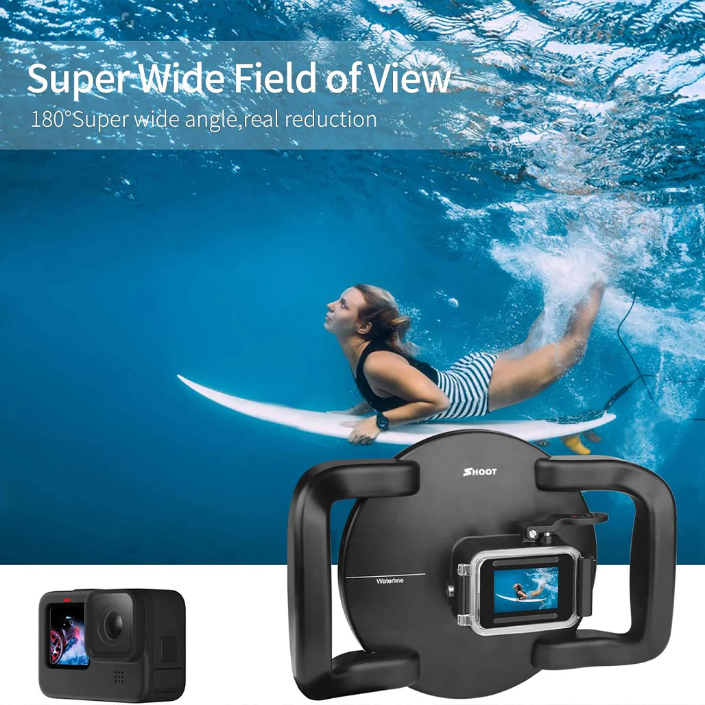 SHOOT Dome Port for GoPro Hero 13/12/11/10/9 Black – Waterproof Over Under Dome Housing with Dual Handle Stabilizer, Anti-Scratch Acrylic Lens, and Floating Grip for Underwater Photography & Video - Image 6
