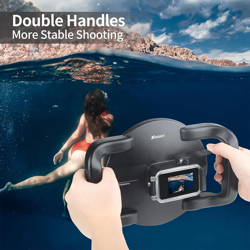 SHOOT Dome Port for GoPro Hero 13/12/11/10/9 Black – Waterproof Over Under Dome Housing with Dual Handle Stabilizer, Anti-Scratch Acrylic Lens, and Floating Grip for Underwater Photography & Video - Image 7