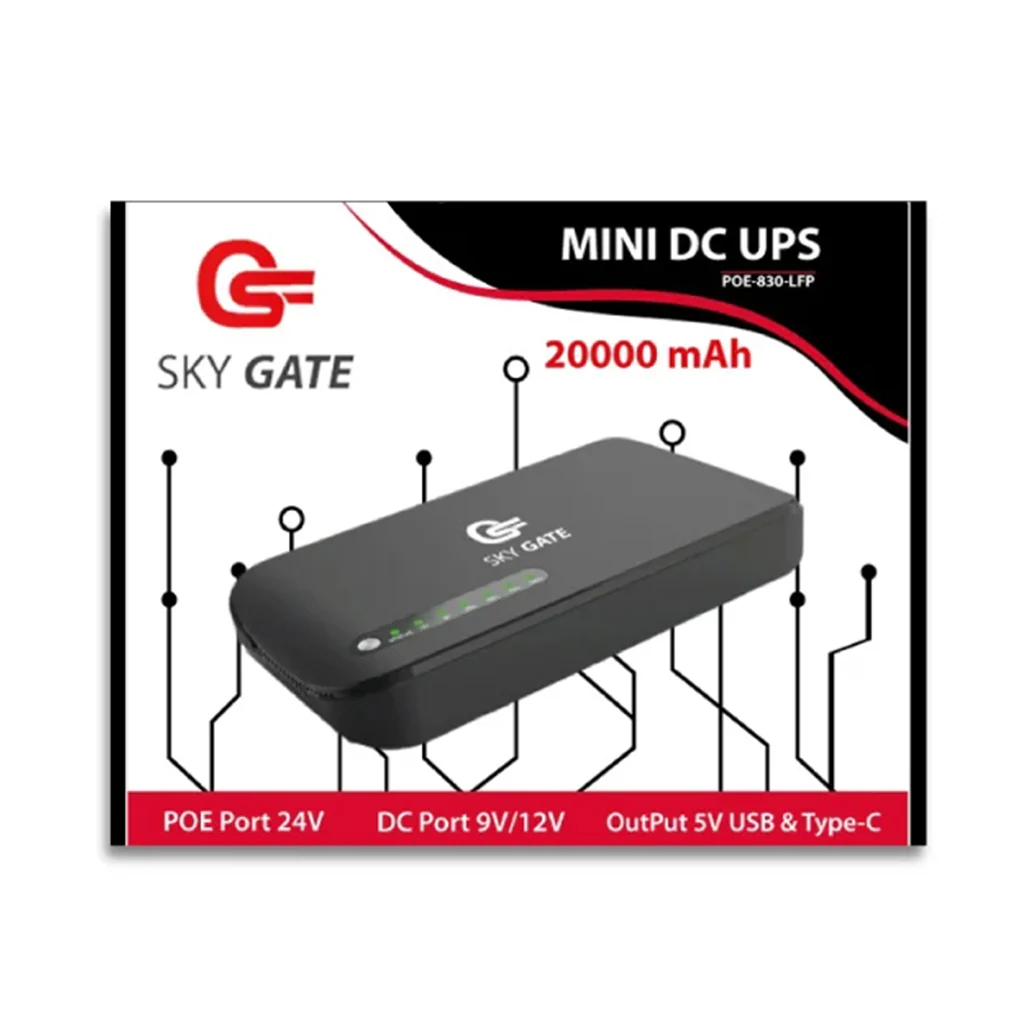 SkyGate Mini DC UPS 20000mAh with POE - POE-830-LFP - Image 3