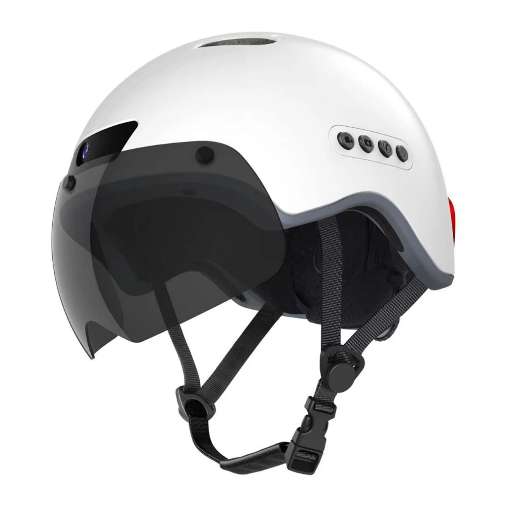 Smart Helmet HA02D for Urban Traffic – White with Full HD 1080p Camera and Bluetooth Connectivity