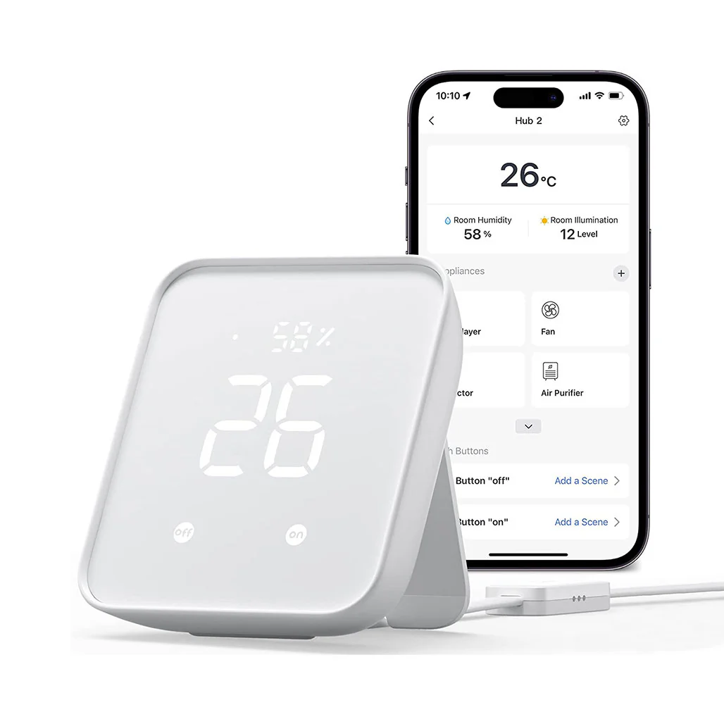 SwitchBot 4 in 1 Hub Gen 2 | Smart Hygrometer, Scene Launch Buttons, and Smart Alerts
