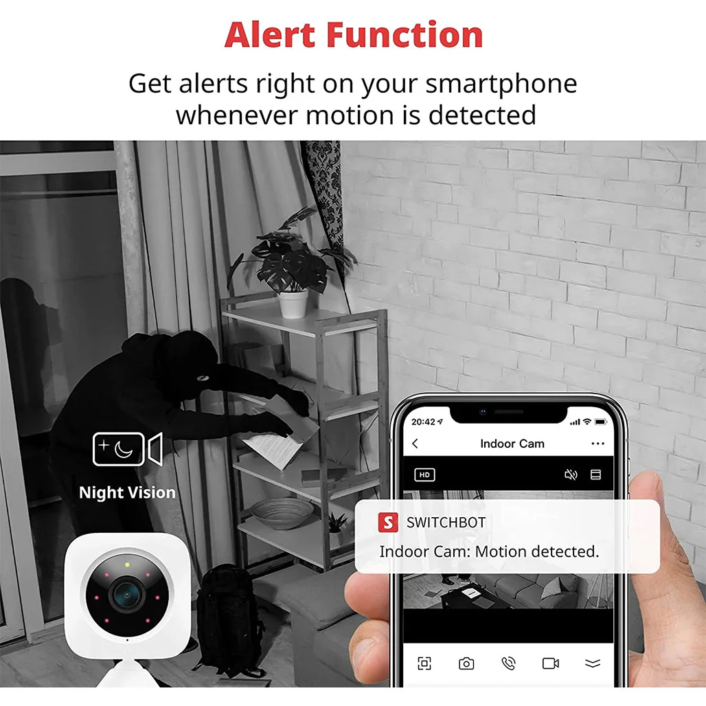 SwitchBot Indoor Cam W1301200-WHT | 1080p HD Security Camera with Night Vision and Wide Angle - Image 6