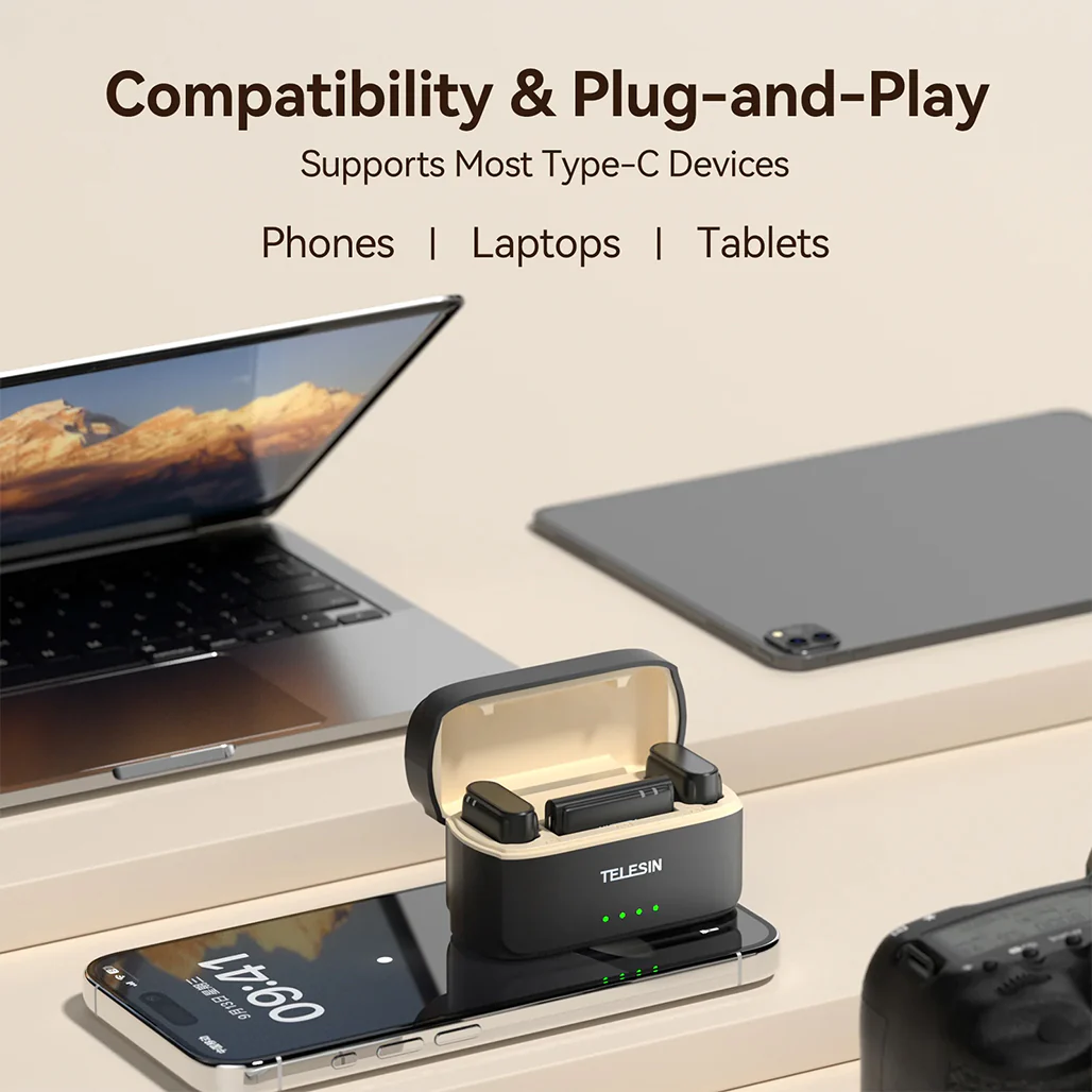 TELESIN Wireless Lavalier Microphone with Noise Cancellation & USB-C Compatibility - Image 6