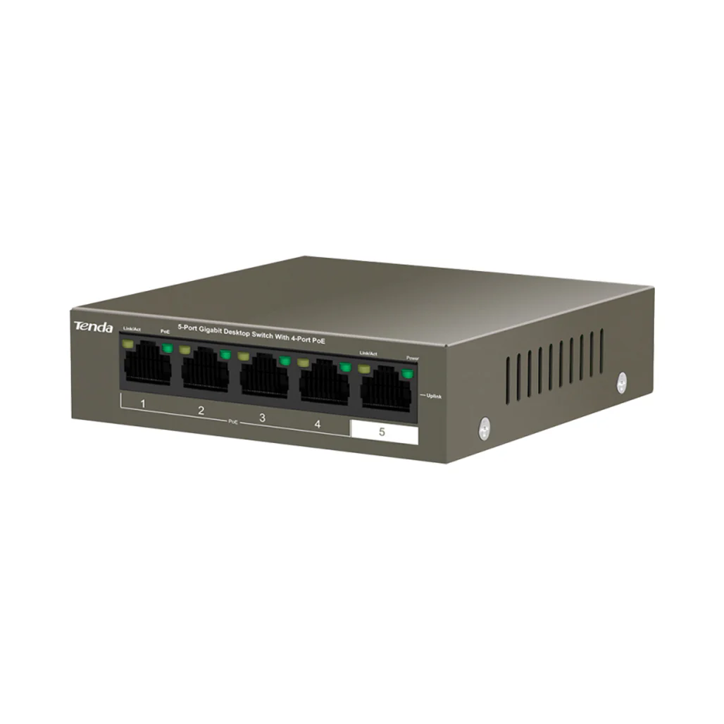Tenda TEG1105P-4-63W 5-Port Gigabit PoE+ Switch – 4 PoE+ Ports + 1 Uplink, 58 W Budget - Image 2