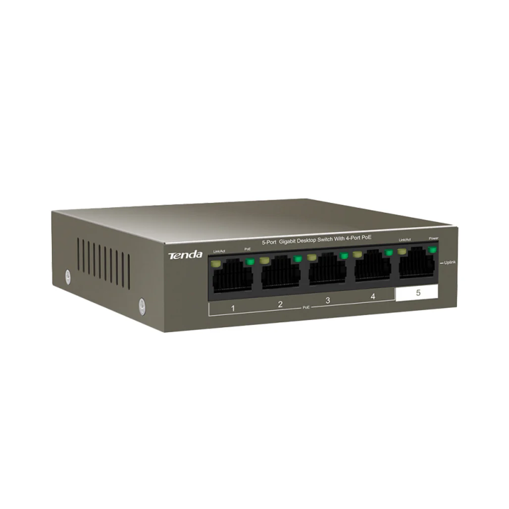 Tenda TEG1105P-4-63W 5-Port Gigabit PoE+ Switch – 4 PoE+ Ports + 1 Uplink, 58 W Budget - Image 4
