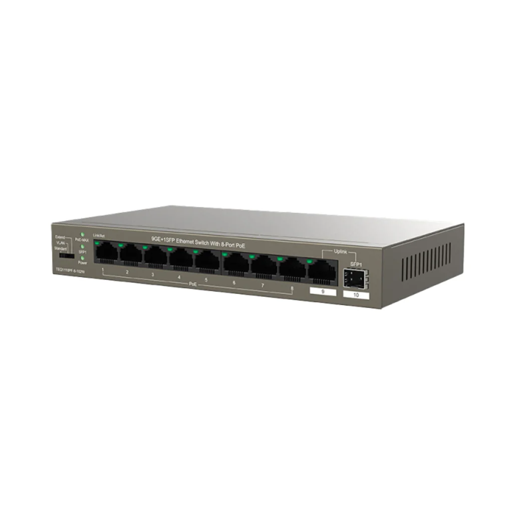 Tenda TEG1110PF-8-120W 10-Port Gigabit Smart PoE Switch – 8 PoE Ports + Uplink + AI Power Management - Image 2