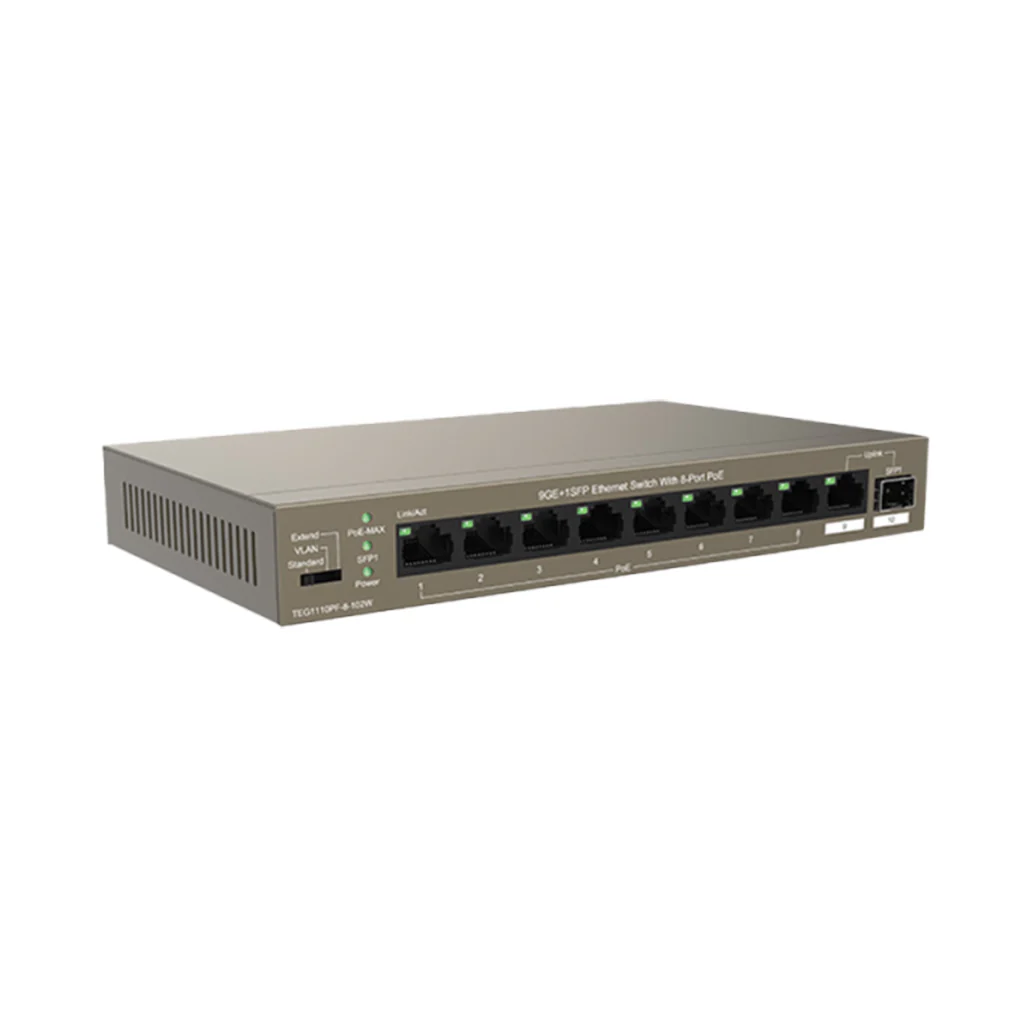 Tenda TEG1110PF-8-120W 10-Port Gigabit Smart PoE Switch – 8 PoE Ports + Uplink + AI Power Management - Image 4