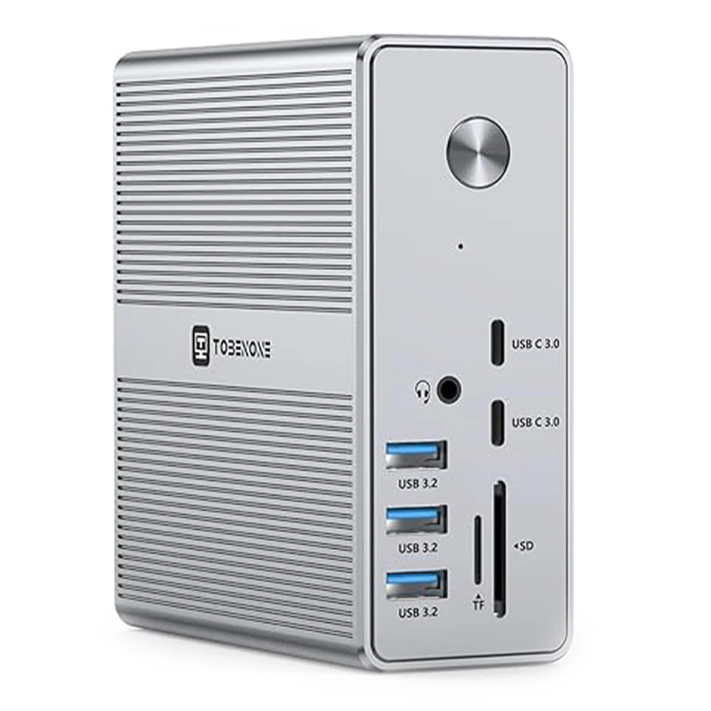 TobenONE DisplayLink Docking Station - Triple Monitor Setup with 120W Power Adapter, 18 Ports, USB-C, HDMI, DisplayPort - Image 2