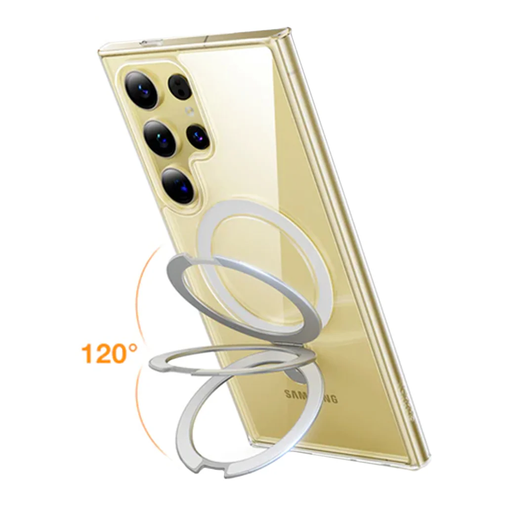 Torras Clear Ostand MagSafe Case for Samsung S24 Ultra – Military Grade Protection, Integrated Stand, and Ring Holder - Image 2
