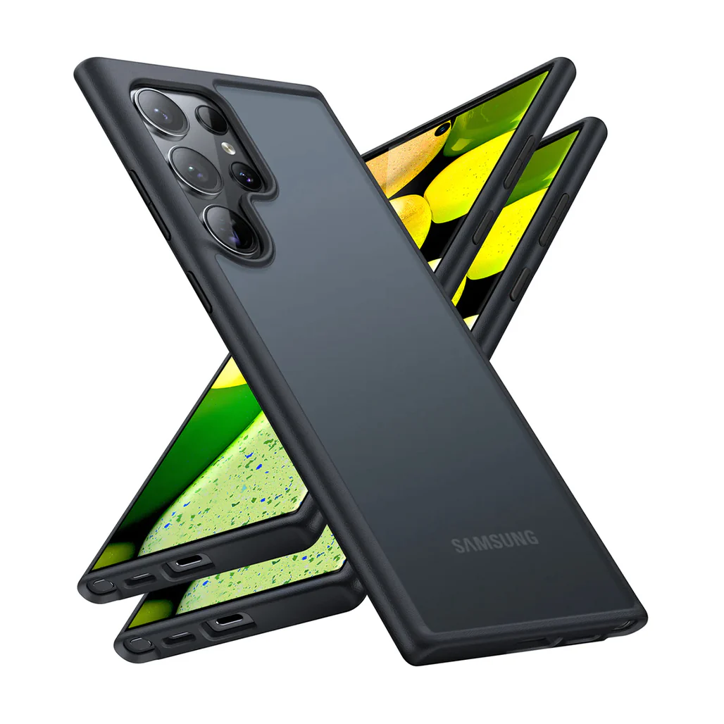 Torras Guardian Case for Samsung S24 Ultra - Black | Slim Fit, Military-Grade Protection, Transparent Back