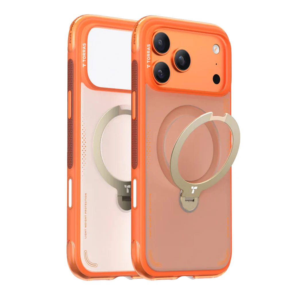Torras Ostand Q3 Air for iPhone 17 Series | MagSafe-Compatible Case with 360° Spin Stand & Airbag Protection