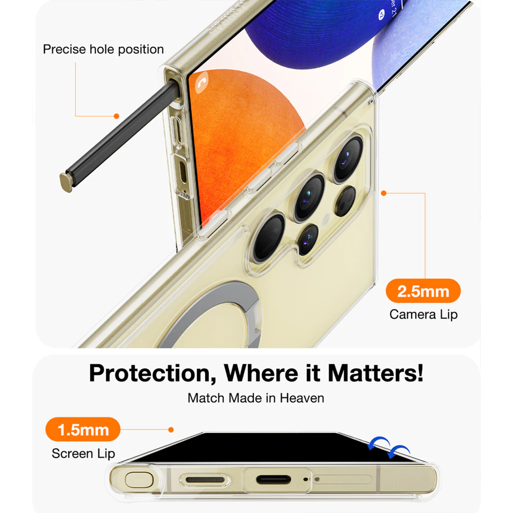 Torras UPRO Ostand MagSafe Case for Samsung Galaxy S24 Ultra | Magnetic, Stand, and Ring Holder with Military-Grade Protection - Image 7