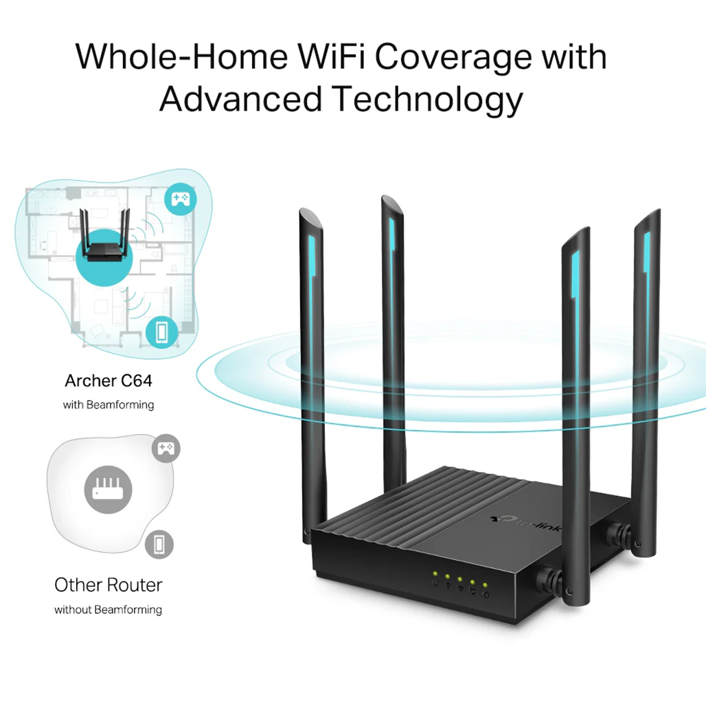 TP-Link Archer C64 - AC1200 Wireless MU-MIMO WiFi Router - Image 4