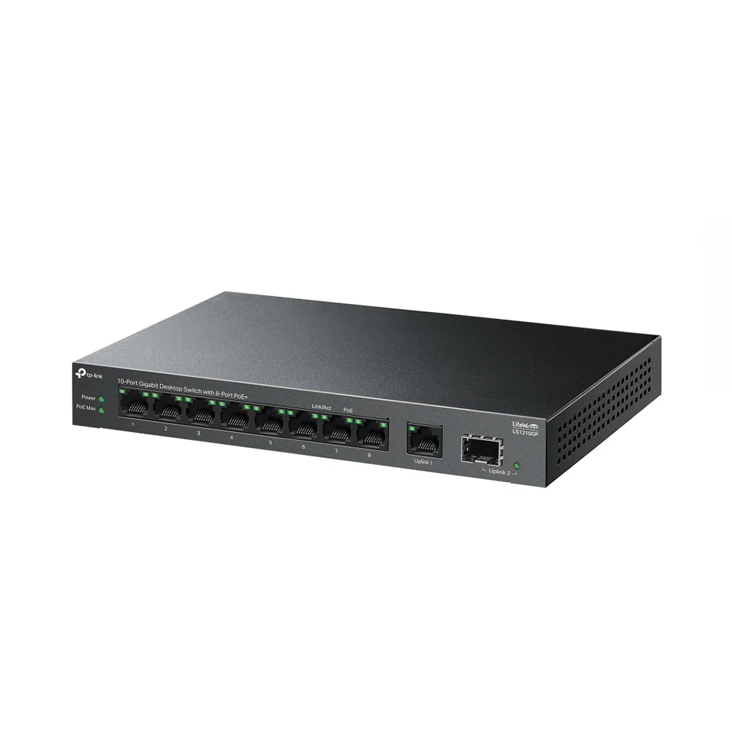 TP-Link LS1210GP - 10-Port Gigabit Desktop Switch with 8-Port PoE+ - Image 2