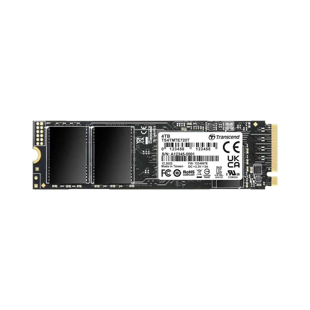 Transcend MTE720T 4TB PCIe 4.0 NVMe M.2 SSD – High-Speed Storage with 7,500MB/s Read Speed & 3D NAND Durability