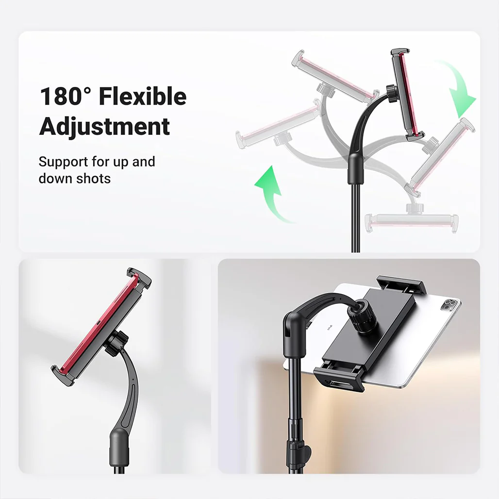 UGREEN 1.7m Adjustable Tripod Stand for Phone and Tablet | Dual Holders, 360° Adjustment, Aluminum Sturdy Base - Image 5