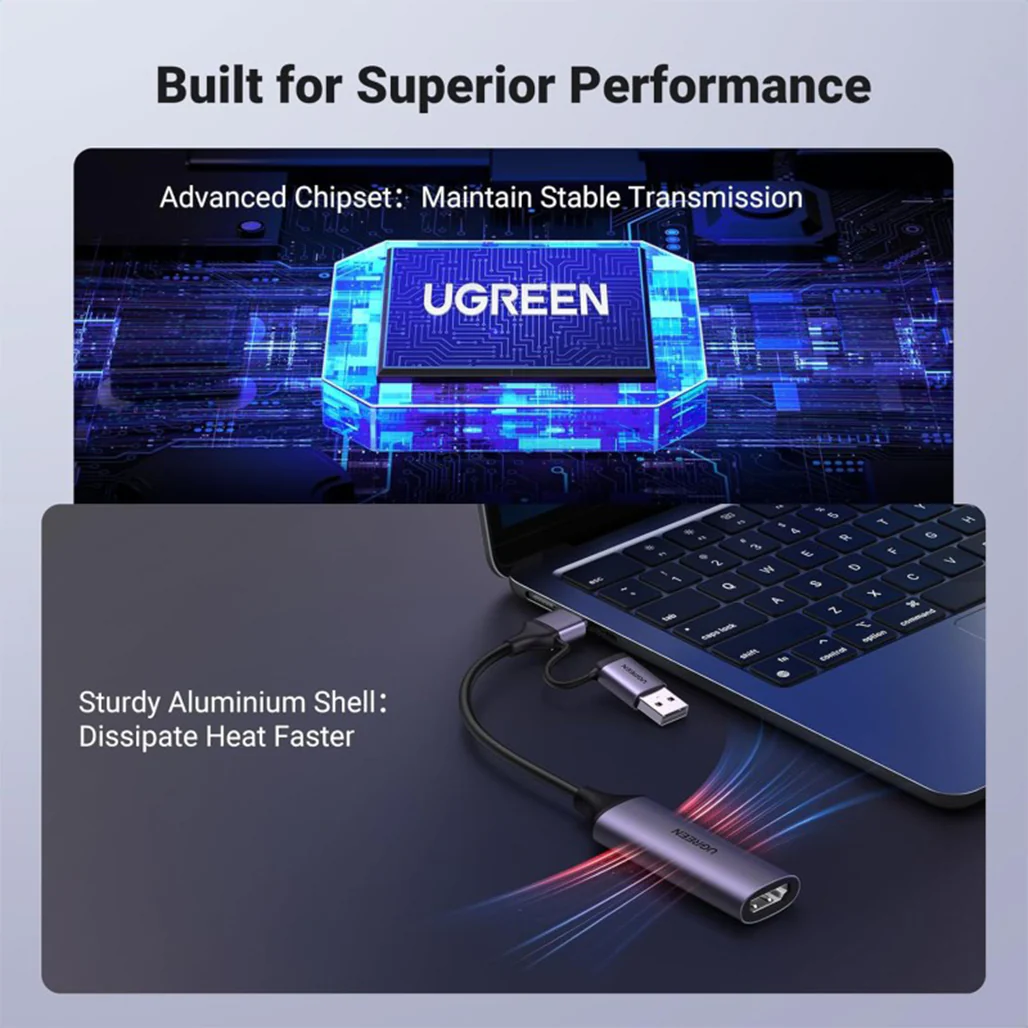 UGREEN 1080P 60FPS HDMI Capture Card – 4K Passthrough, USB-A & USB-C, Streaming & Gaming for Switch, PS5, Xbox, PC & Mac - Image 3