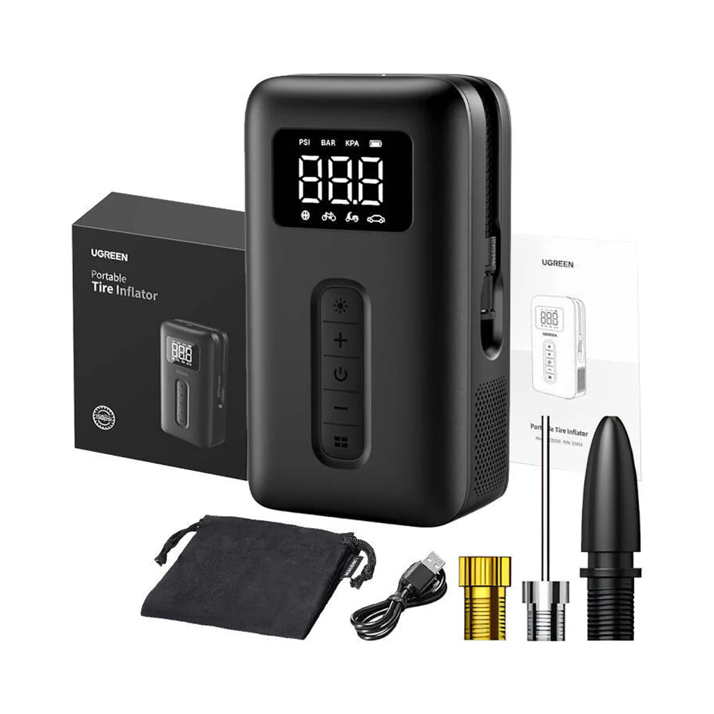 UGreen 15951 Portable Cordless Electric Air Pump & Tire Inflator | 150 PSI, LED Light, Digital LCD Display, 2500mAh Battery - Image 3